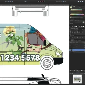 screenshot of adobe illustrator used to design car graphics