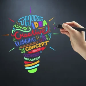 design concepts drawing into the shape of a lightbulb